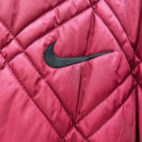 Nike Reversible Puffer Jacket Men's L Black Maroon Quilted Vintage Bomber Jacket - Picture 4 of 14